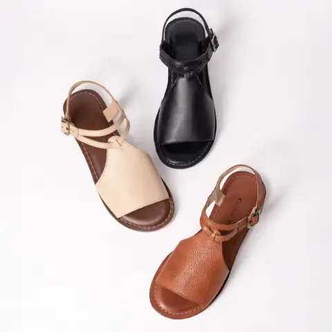 Sandales à bride en cuir